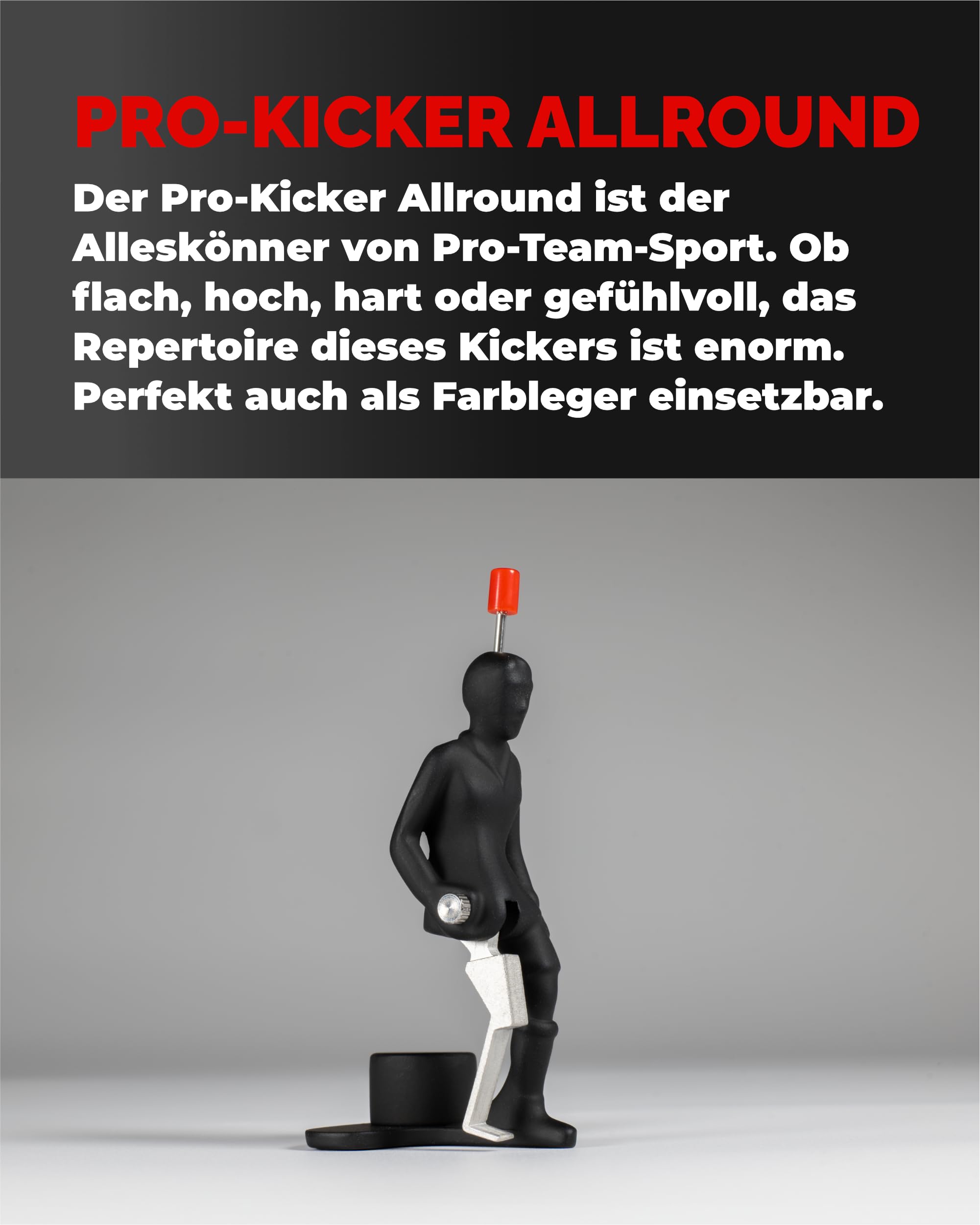 TIPP-KICK Spieler Pro Kicker Allround schwarz Tischfußball-Zubehör, Original Profi Spieler für Groß & Klein, Fußball-Figur mit präzisen Schüssen, Geschenkidee für Fans