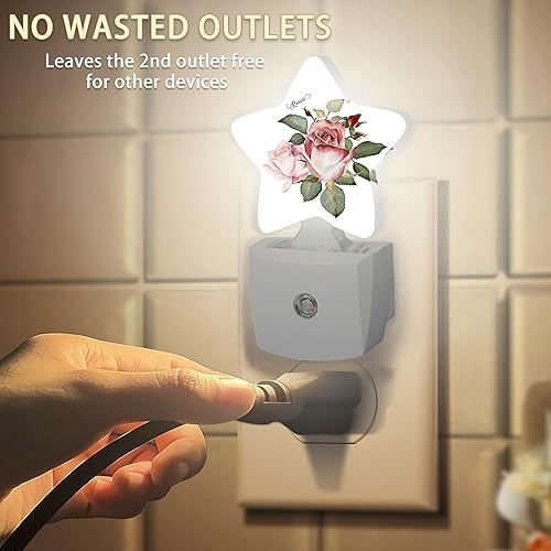 Miniatura 2 de Luz nocturna enchufable floral rosa con sensor de anochecer a amanecer para dormitorio, baño y sala de estar, lámpara apta para dormir, para