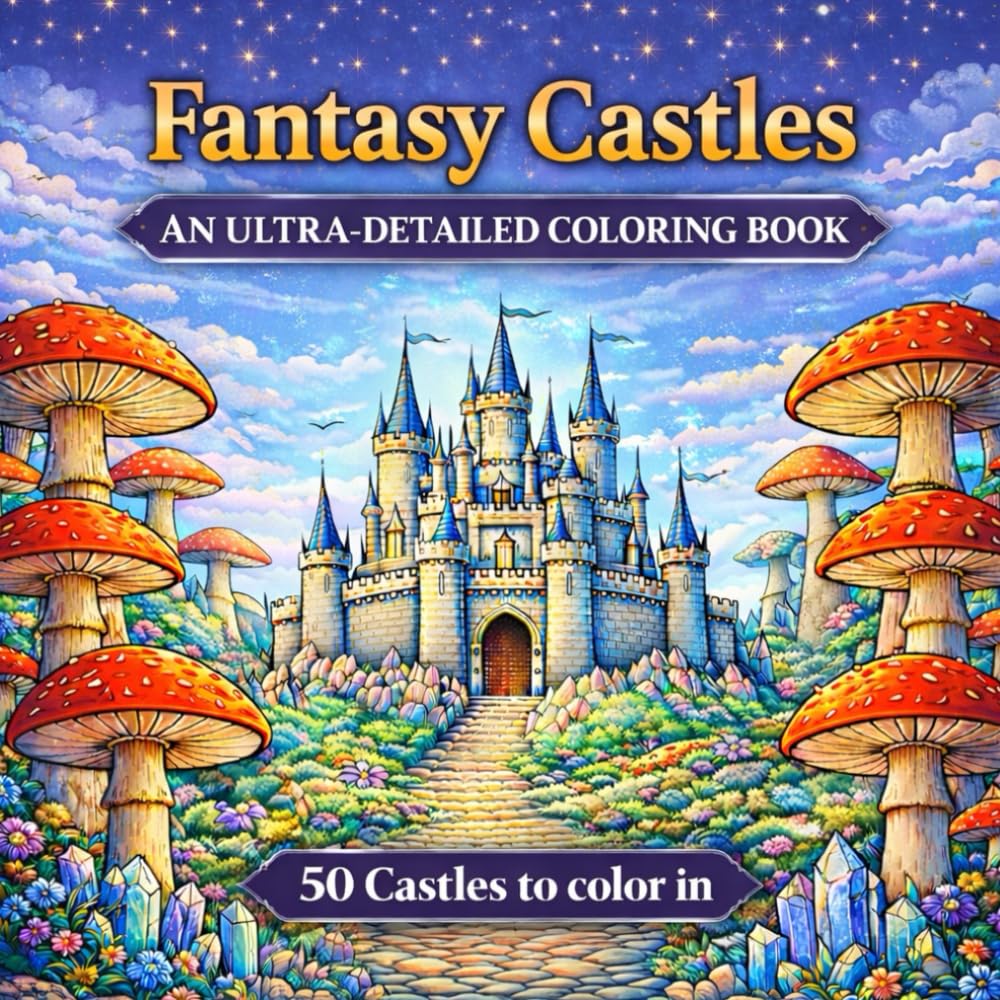 Fantasy Castles : An Ultra-Detailed Coloring Book: 50 Intricate Fantasy Castles to Color (Easy & Fun Coloring for All Ages)