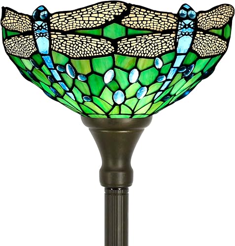 Miniatura 10 de Tiffany - Lámpara de pie estilo mariposa con diseño de flores, antorcha de esquina de pie, 12 pulgadas de profundidad x 12 pulgadas de ancho x 67