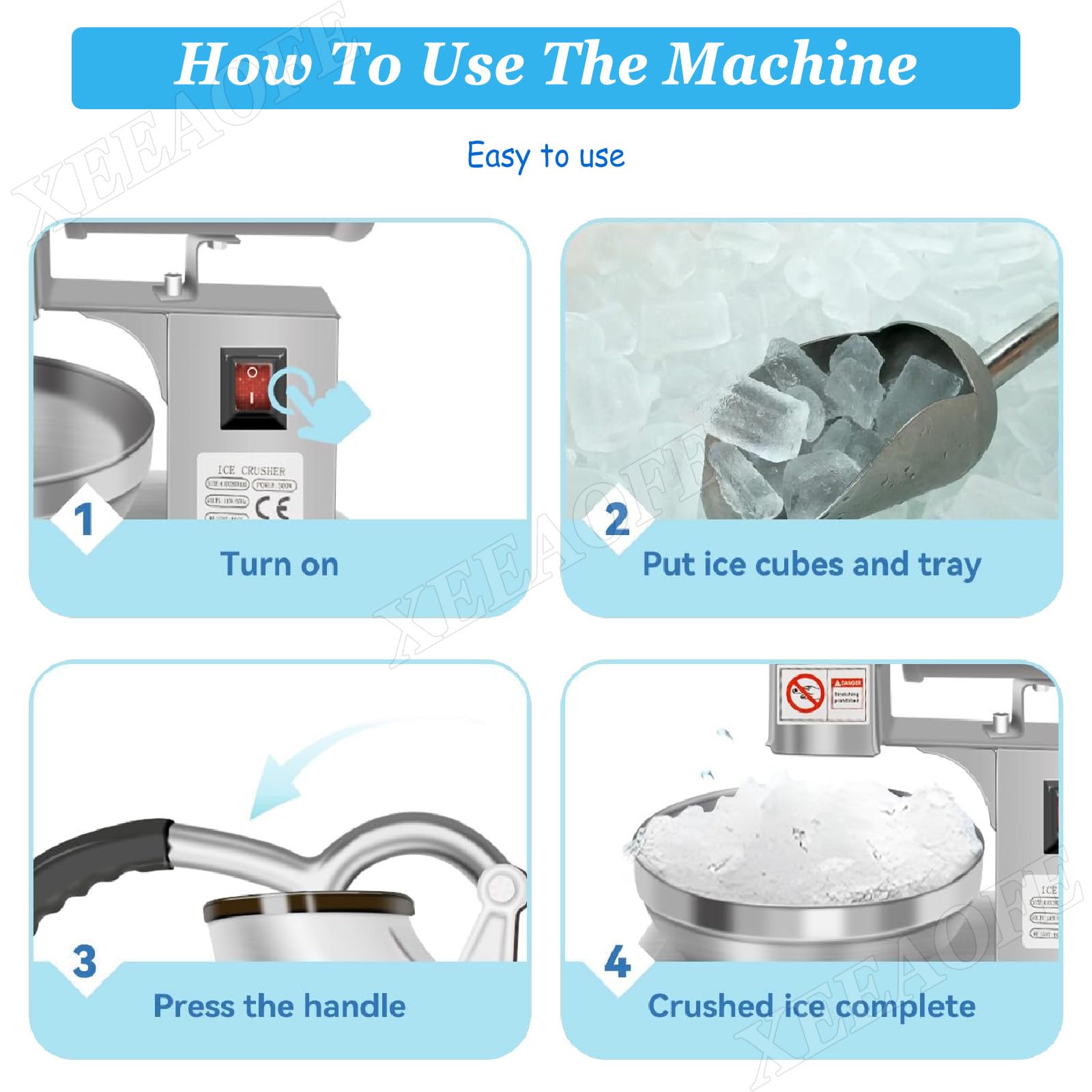 Máquina eléctrica para Hacer granizados, trituradora de Hielo raspado de Acero Inoxidable con Cuchilla para Batidos y cócteles.