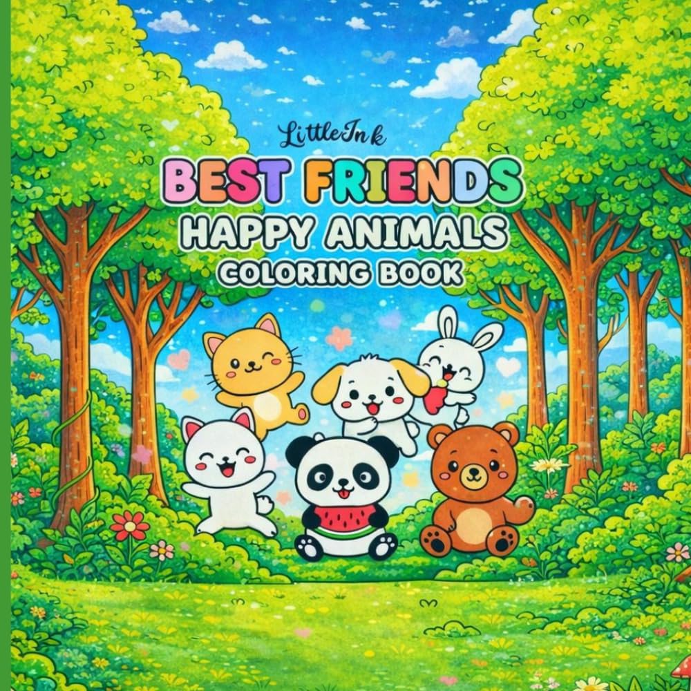 Best Friends Happy Animals Coloring Book
