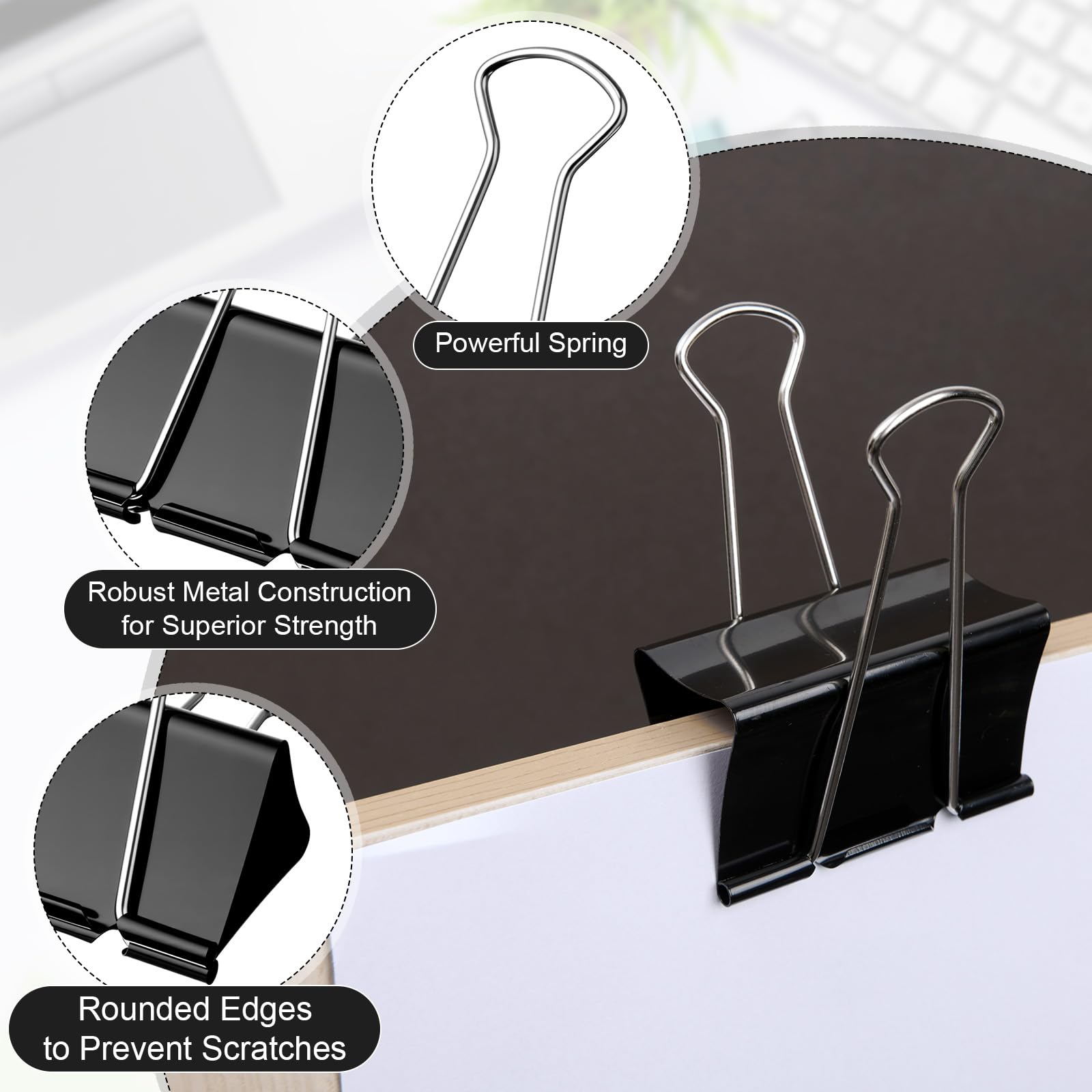 AmazingSpark Confezione da 48 clip per raccoglitori extra grandi, 7,6 cm, in metallo, colore nero, per insegnanti, studenti, ufficio, casa, materiale scolastico