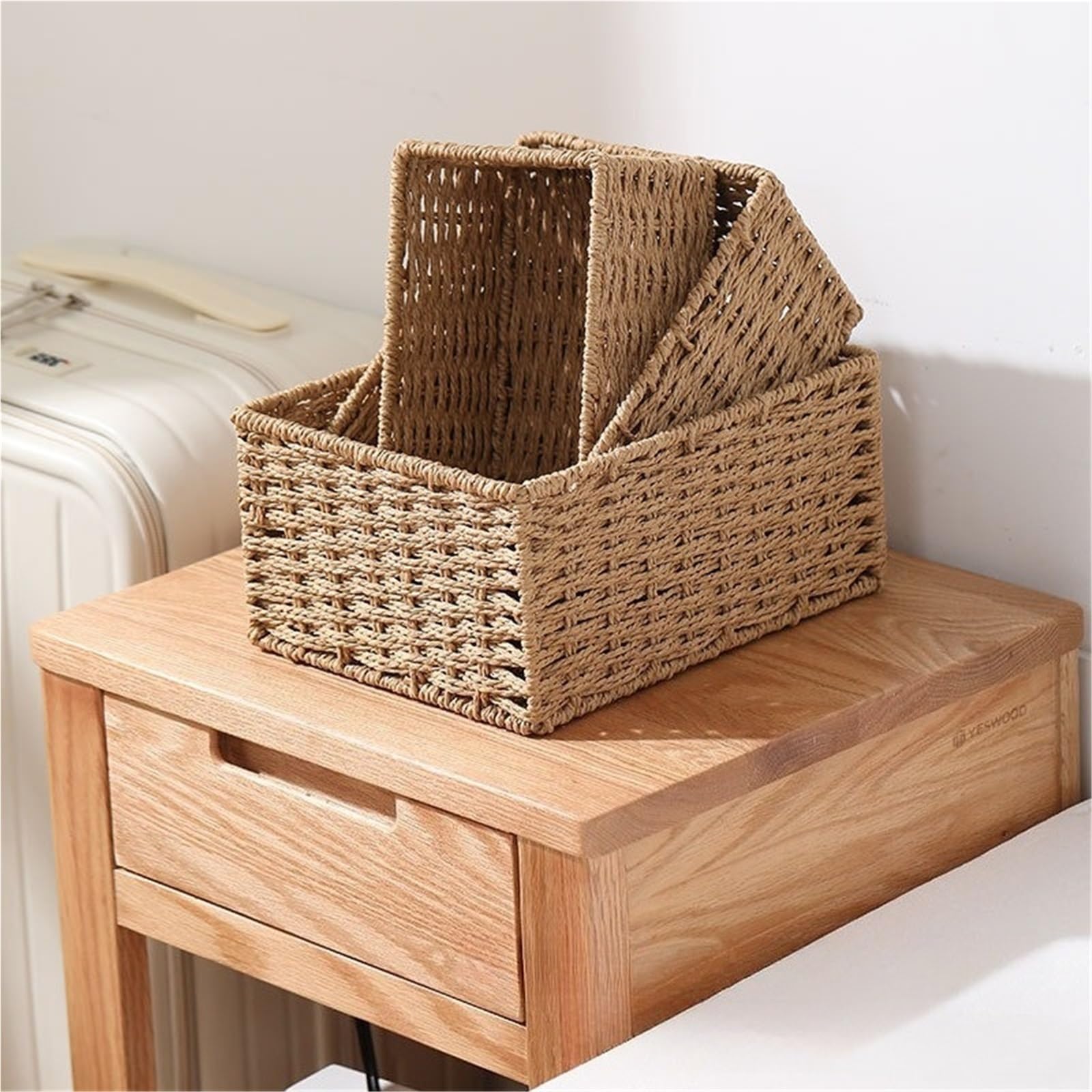 Cesta Para Revistas Tejida A Mano Juego de 3 cestas mimbre