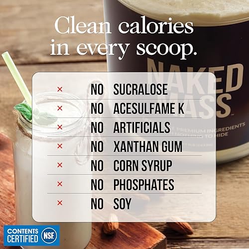 Vista 2 de Polvo de proteína natural para ganar masa muscular Naked Mass, 8 libras a granel, sin OMG, sin gluten, sin soya Sin Ingredientes Artificiales, 1250
