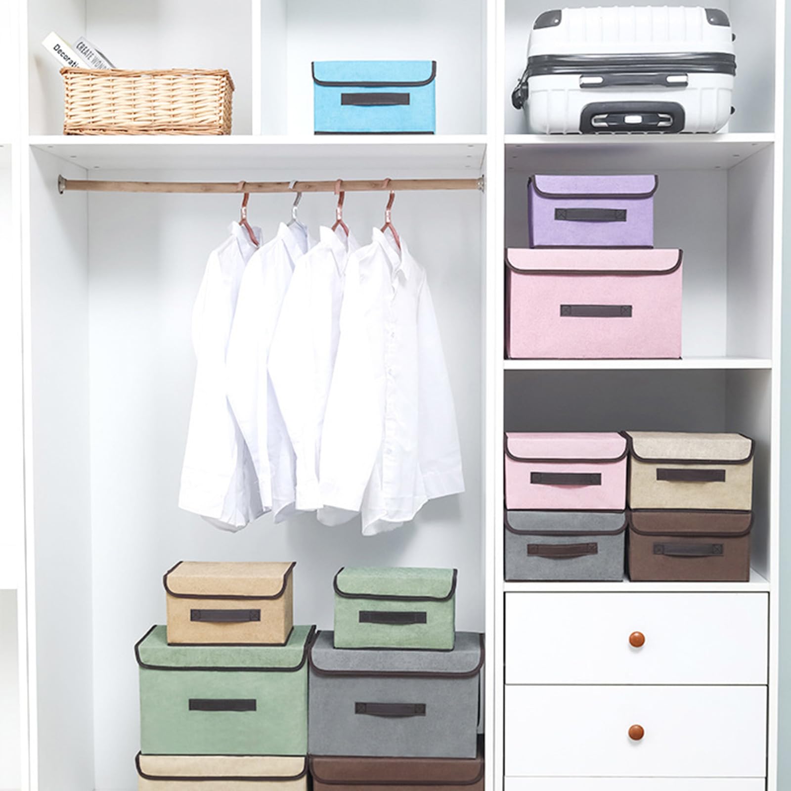 PANMAY Opvouwbare opbergdoos, 2 stuks kledingkast-organizer, opvouwbare grote opbergdozen, 49 x 27 x 21 cm, wasbaar, extra groot voor kleding, jeans, overhemden, truien, leggings, grijs