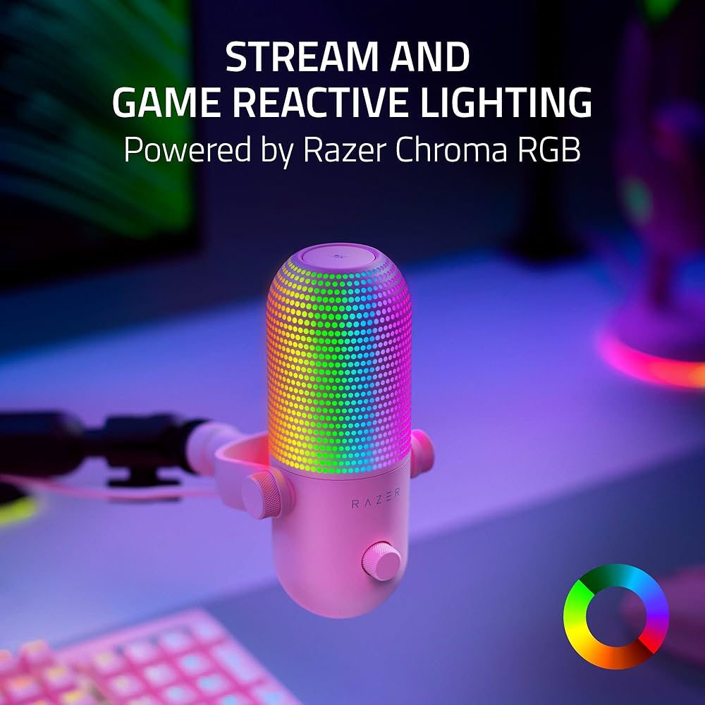 【RAZER】Seiren V3 Chroma Razer Microfone Seiren V3 Chroma – RGB USB com toque para mudo