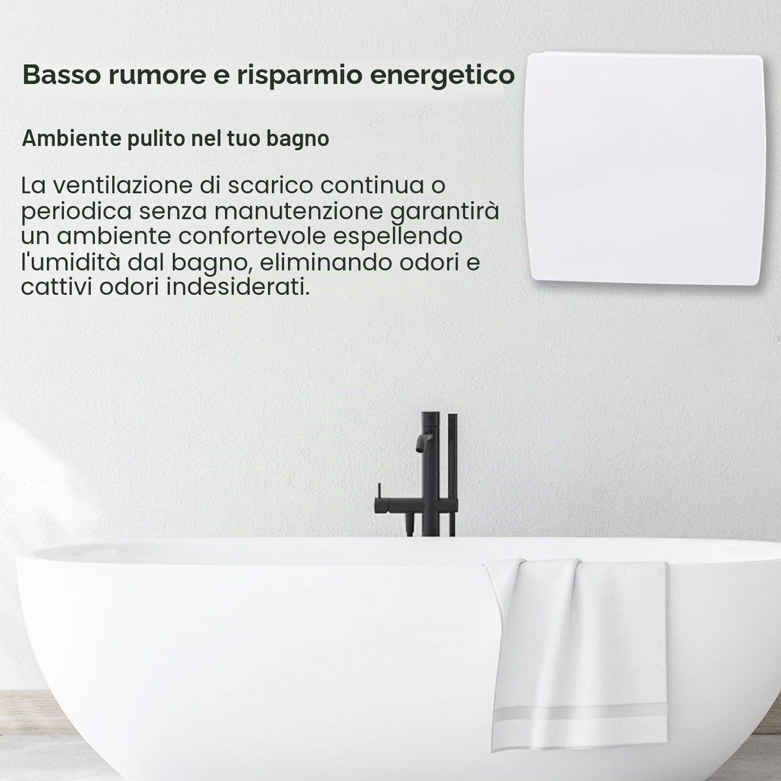 Aygrochy Ventola Aspirazione 100mm con sensore di umidità e timer, Ventola estrattore aria con Spina EU e cavo 1 m alimentazione da, funzionamento silenzioso, adatto per bagno e cucina