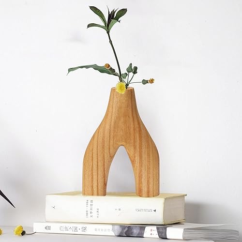 Miniatura 3 de Bloomingville Madera arqueada decorativa, jarrones naturales, 9 pulgadas de largo x 3 pulgadas de ancho x 12 pulgadas de alto