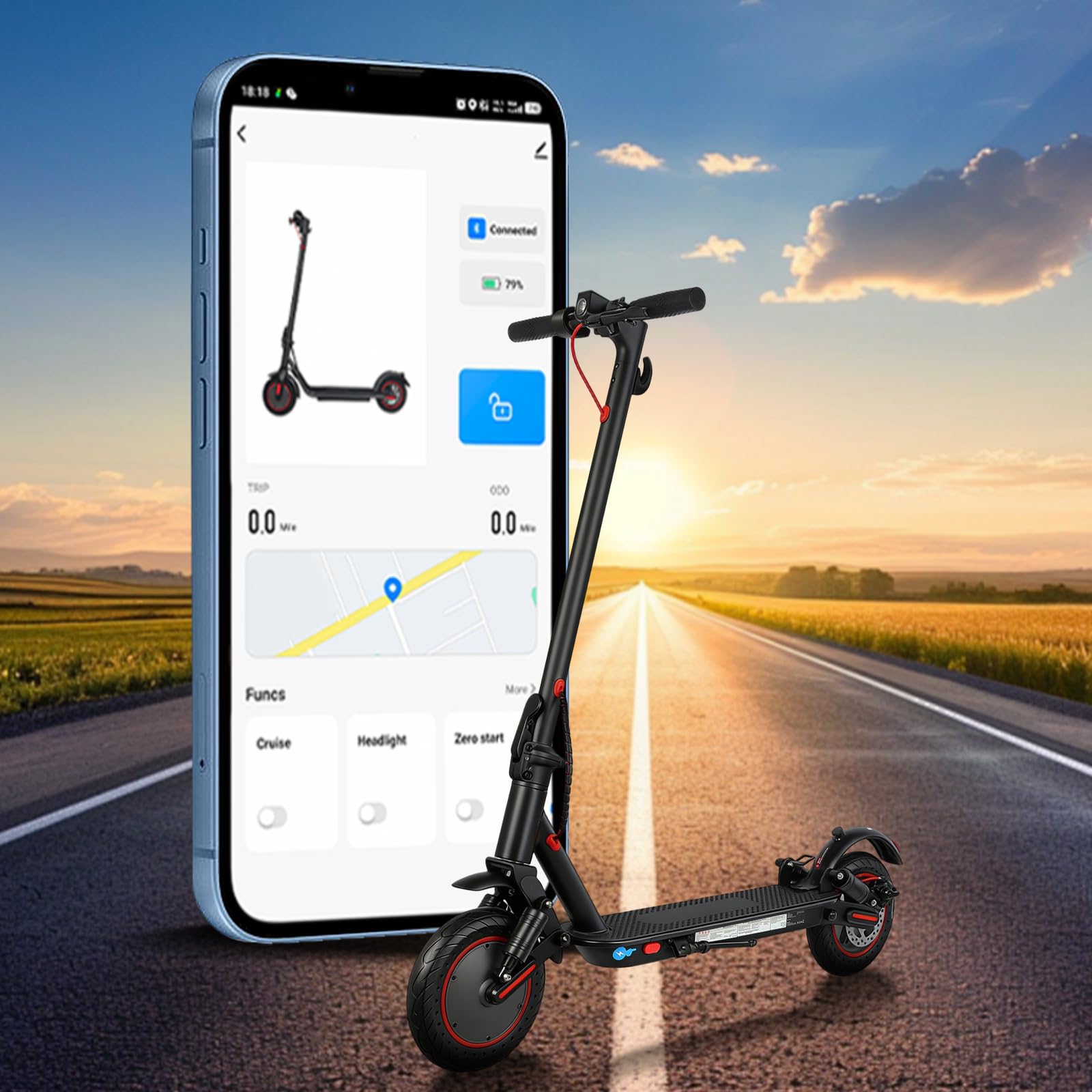 Monopattino Elettrico Adulti, Autonomia 30 km, Pneumatici Antitraforo solidi da 10", Doppie Sospensioni, Doppi Freni a Disco, 3 Velocità, App, Carico Massimo 120 kg, Piehevole per Città