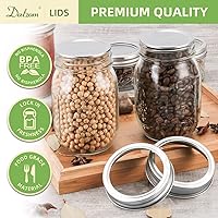Vista 4 de Dalzom® 144 piezas tapas para enlatado con anillos de boca ancha, tapas premium de tarro de albañil con anillos para tarros Ball, Kerr