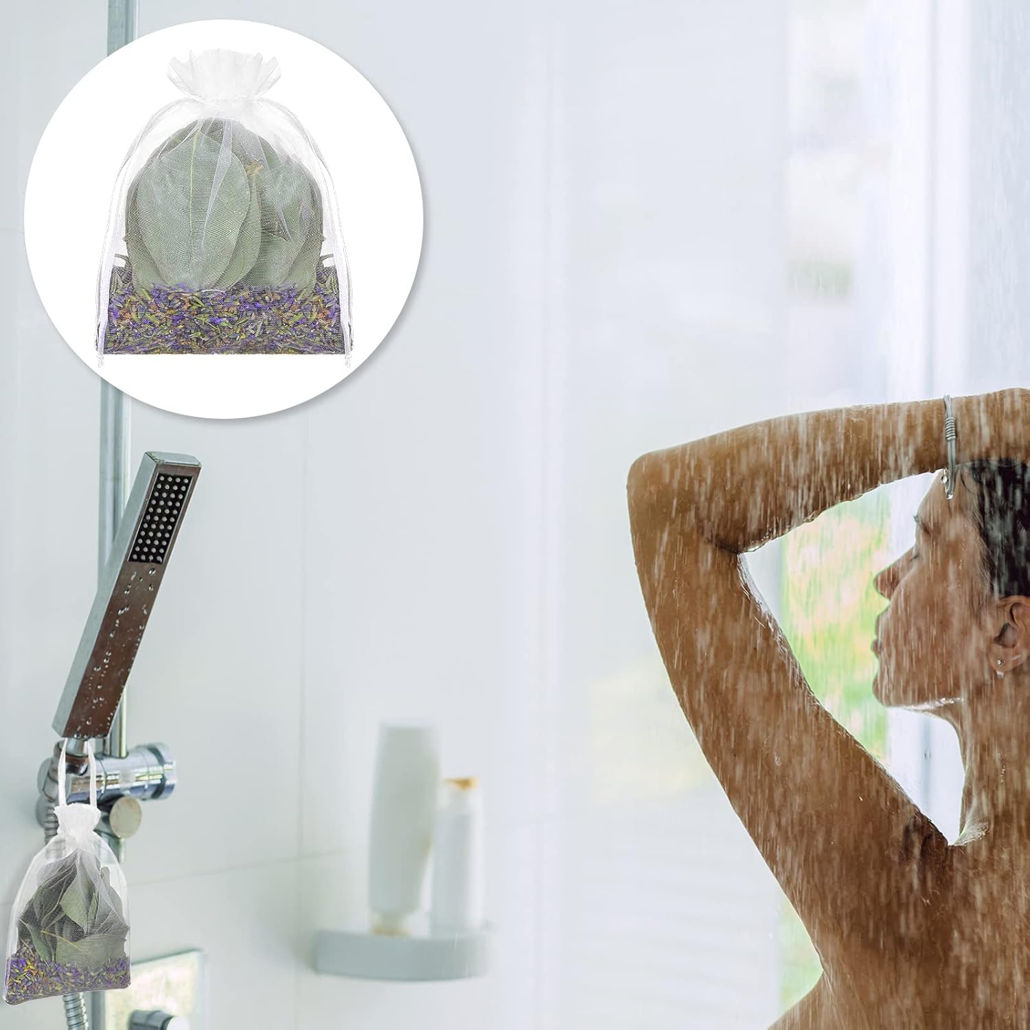 5 Pcs Dried Eucalyptus Lavender Shower Bath Pouches Natural