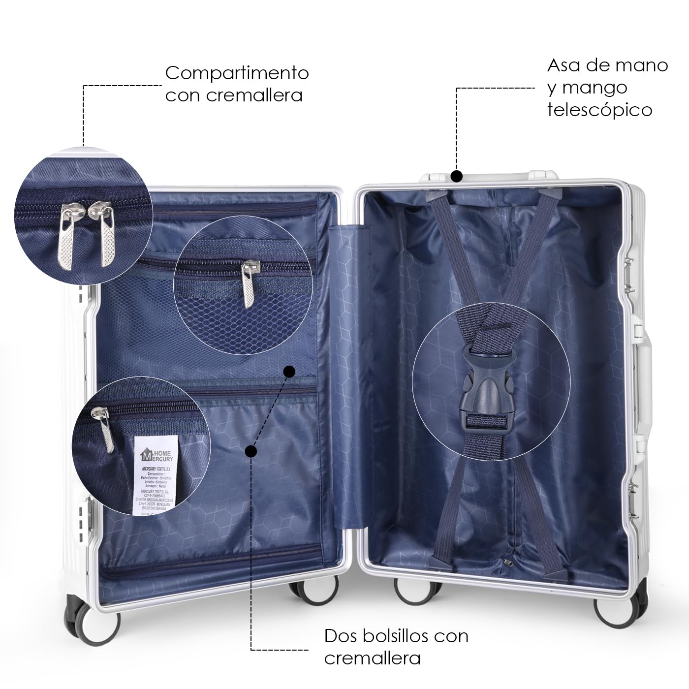MERCURY TEXTIL-Juego de 3 Maletas de Viaje Cabina, Grande y Neceser de Policarbonato y ABS. Maletas Multifunción con USB, Múltiples Compartimientos con Bolsillo Frontal y Portavasos (Verde)