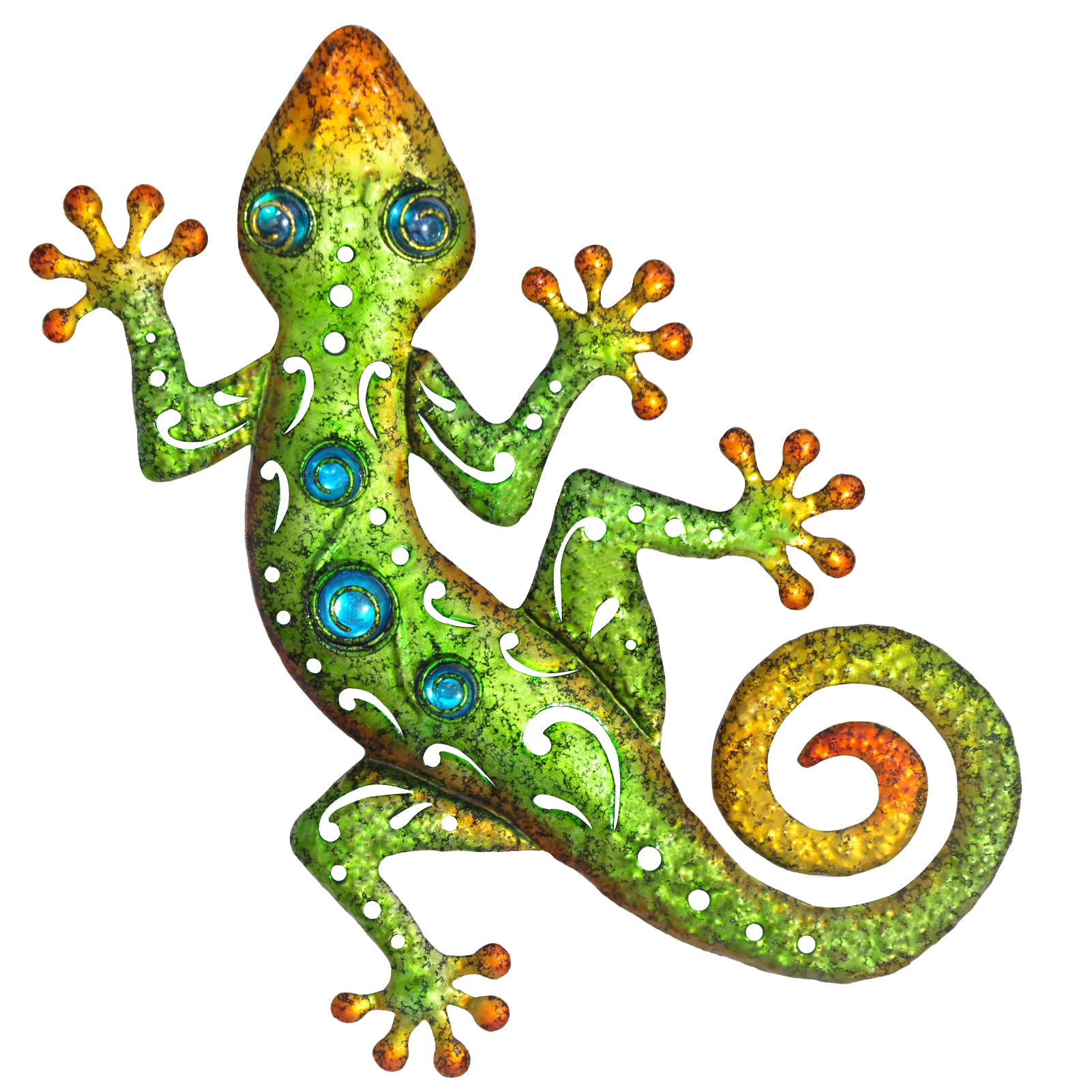 Tuokiuhn Green Metal Outdoor Gecko Wall Decor Lizard Metal Wall Art Suitable For Decoration Garden Patio Yard 11.5 * 8.5Lnch