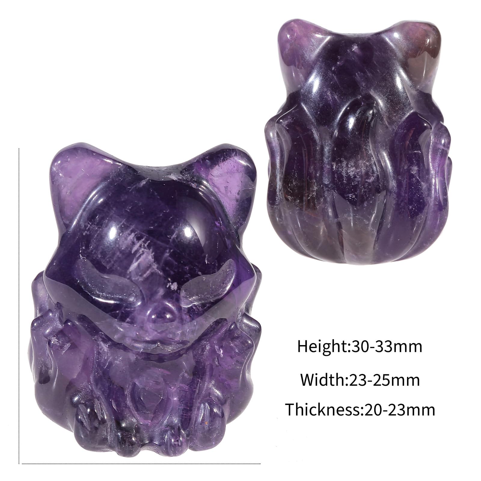 Nupuyai 2pcs Fox Mini Amethyst Crystal Stone Statue Carved Animal Figure - Image 2