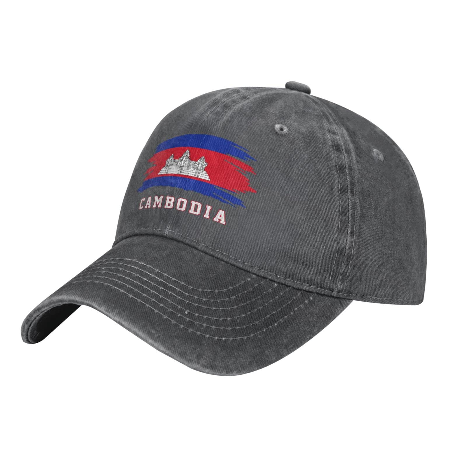 YINGD Adult Cowboy Baseball Cap Cambodia Flag Cambodian Adjustable Sun Hat Breathable Unisex Hat for Men Women