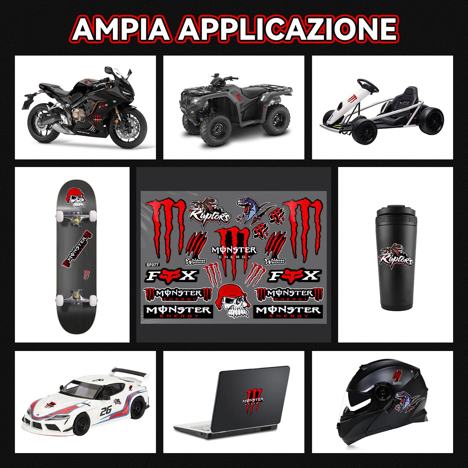 TOMALL 8 Adesivo per Auto Riflettente Cerchi Performance Sport Logo Decal per Auto Camion Paraurti Porta Maniglia Finestra Moto Laptop Decorazione Impermeabile(rosso