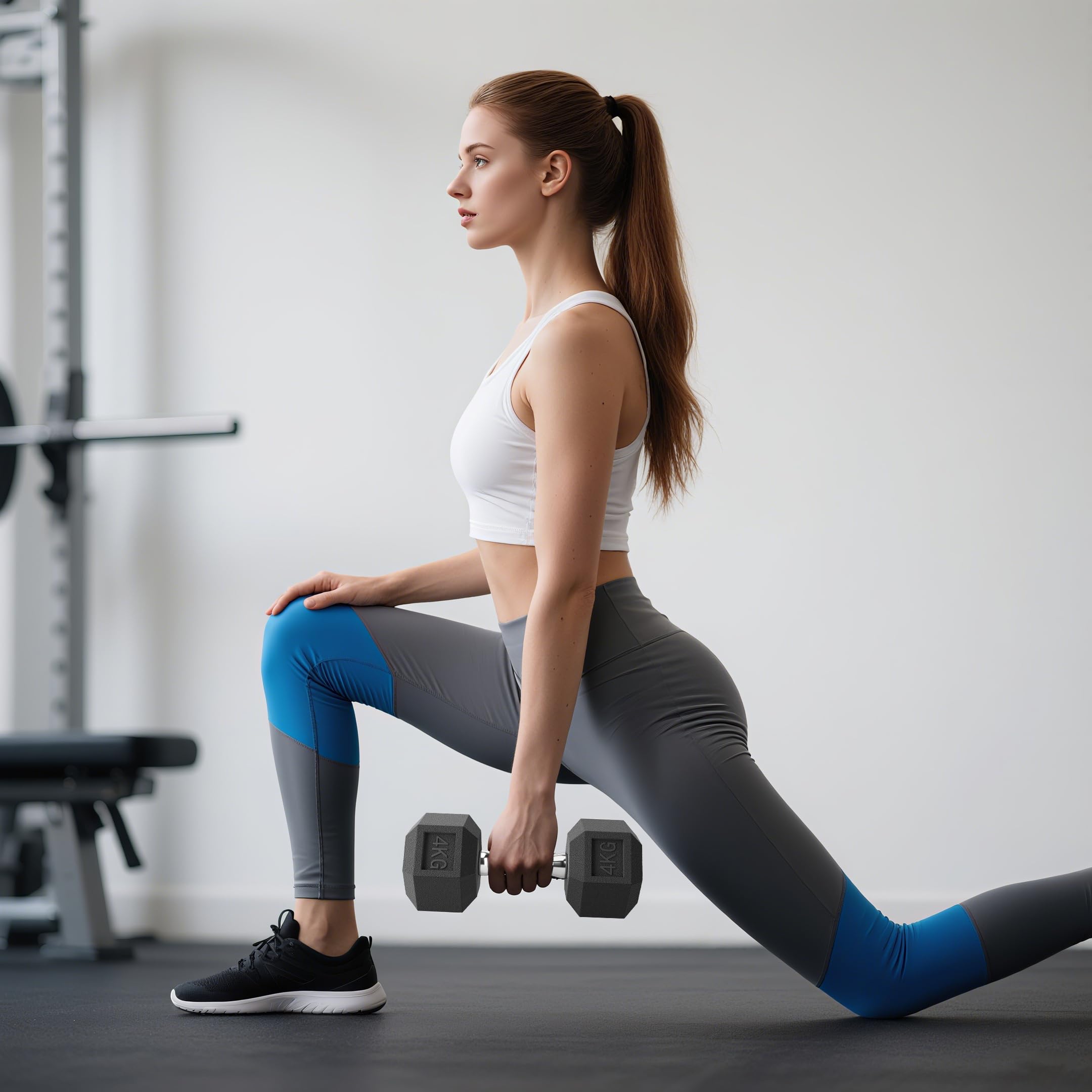 HOMCOM Zestaw krótkich hantli, zestaw hantli fitness, dla mężczyzn i kobiet, trening mięśni i podnoszenie ciężarów - metal z czarnej gumy