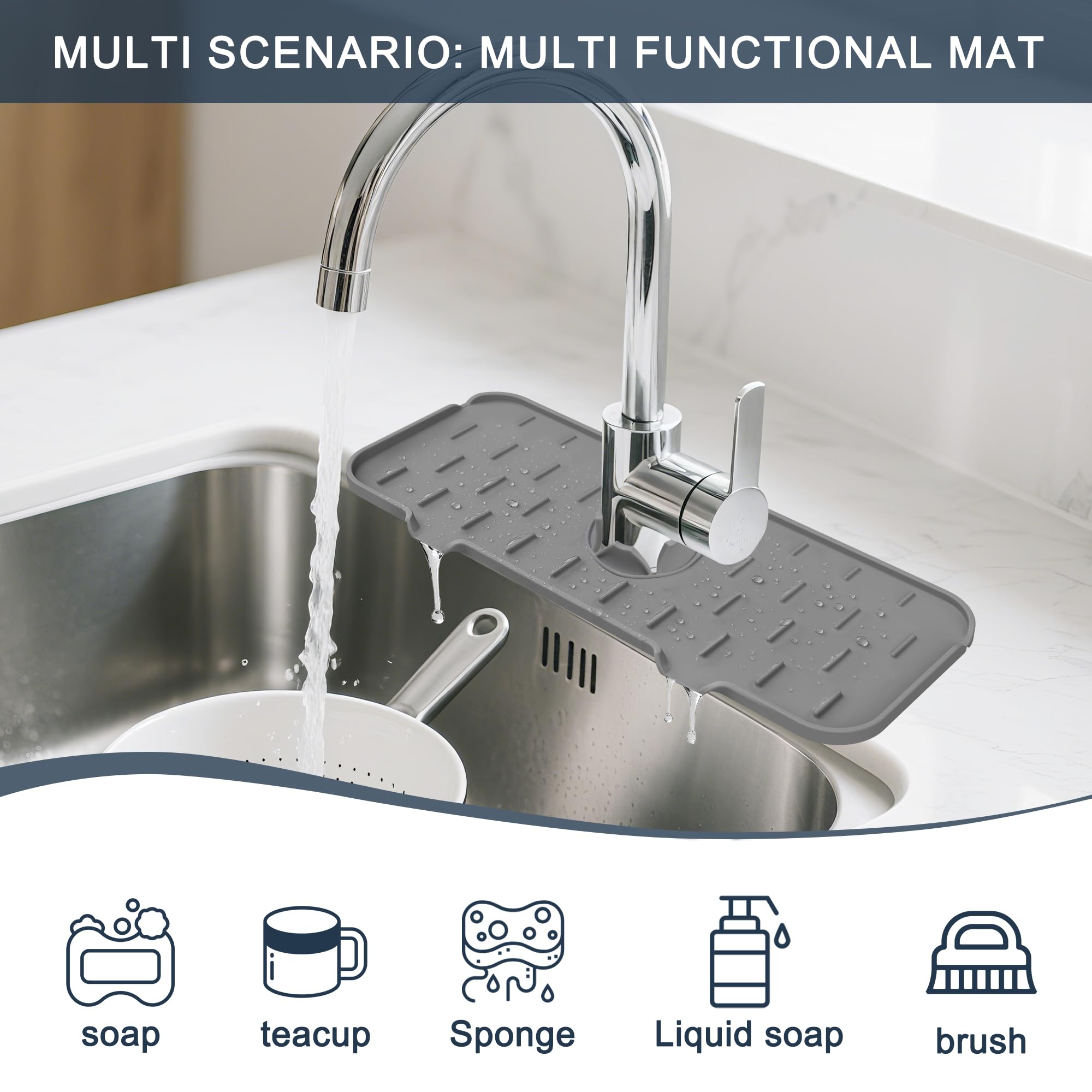 Alfombrilla Absorbente Para Grifo De Microfibra Macarena Almohadilla Absorbente De Grifo Gris | Bodega Aurrera En Línea