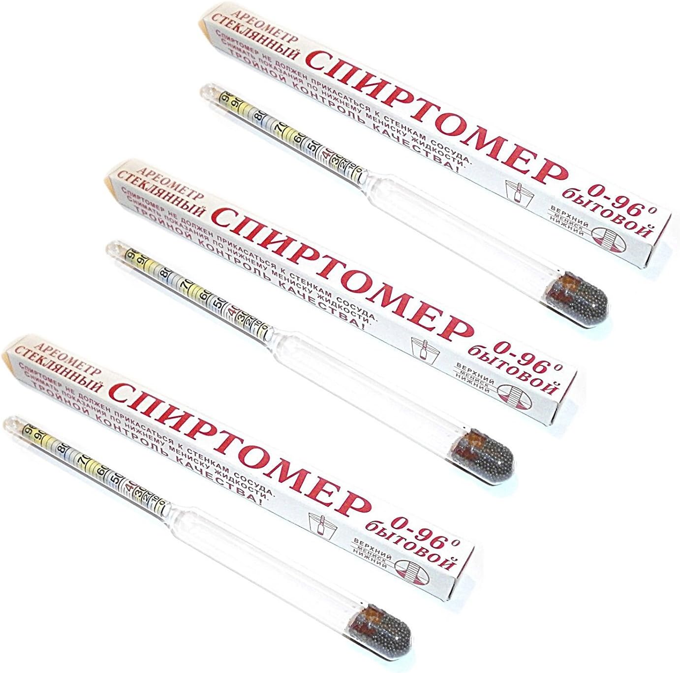 Spirit Level Meter Alcoholmeter Hydrometer 0-96% Set 3 pcs Спиртометр
