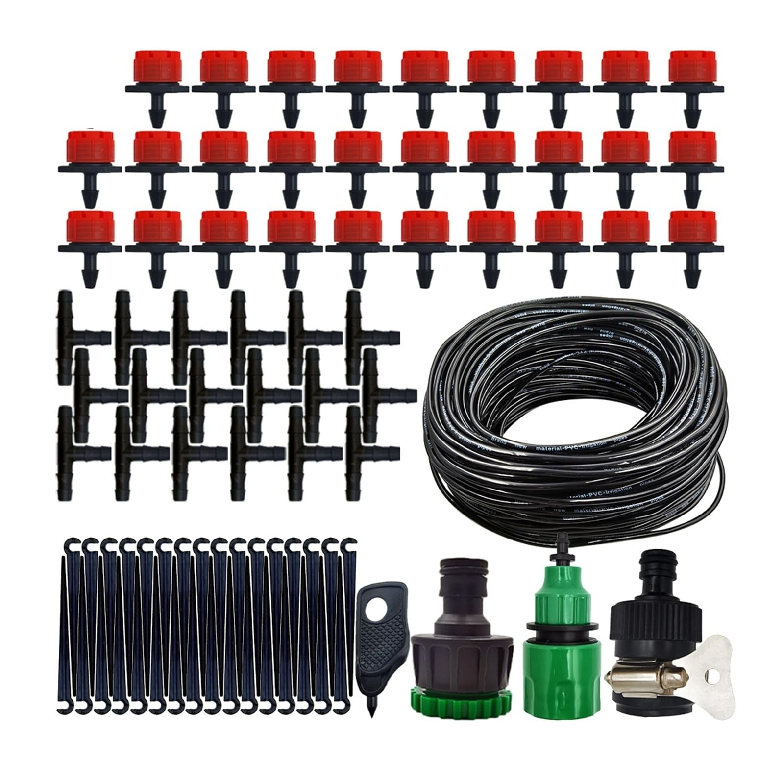 Kit de Riego por Goteo 5-25M con Goteros Ajustables Jardín | Kit de gotero regulable for sistemas de riego automático de jardines.(20M KIT-B)