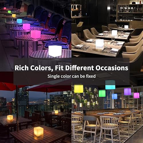 Miniatura 5 de Borelor Luz LED en forma de cubo, lámpara de estado de ánimo recargable de 4 pulgadas con control remoto, luz nocturna brillante que cambia de