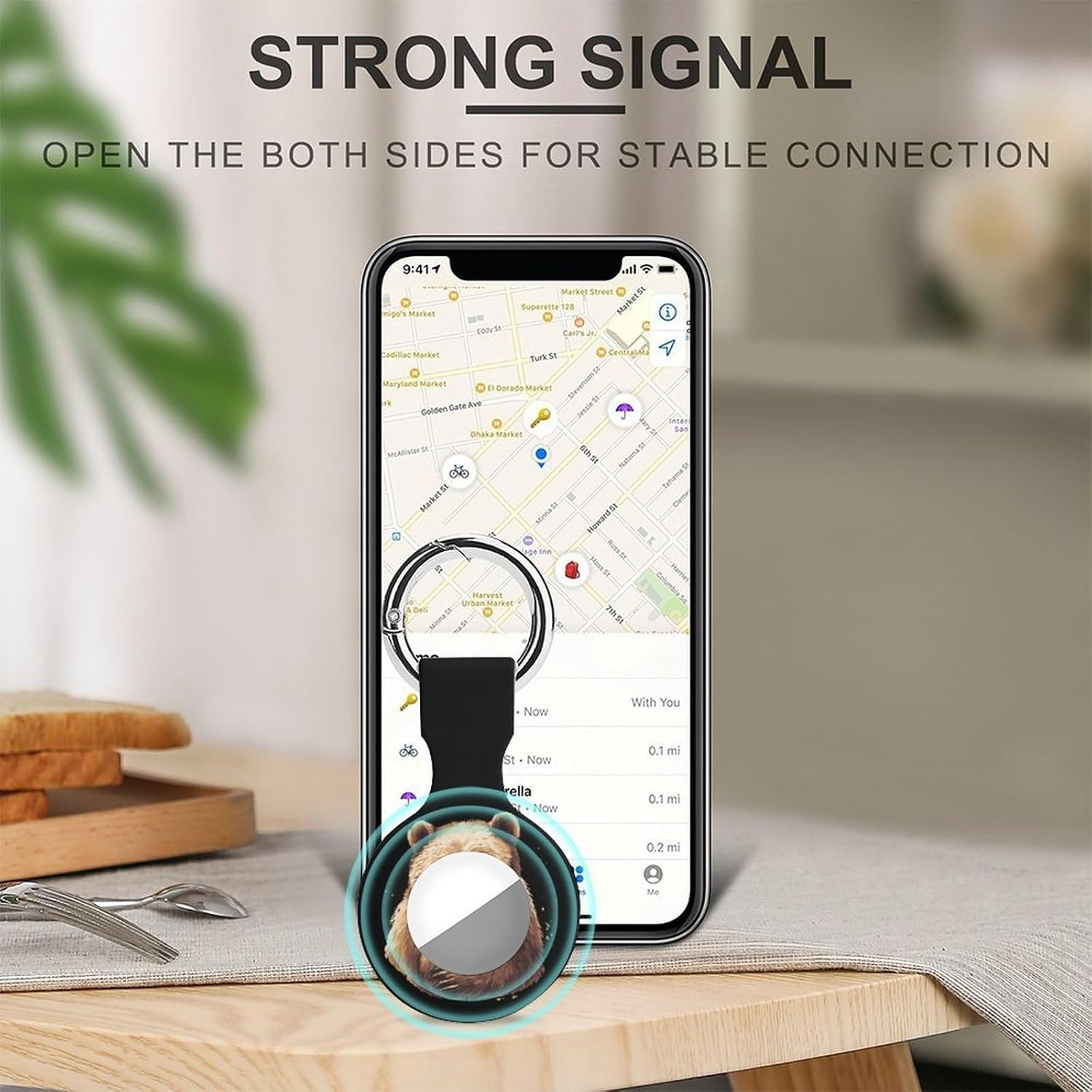 Mother Bear Funny Cover Compatible with AirTag Case Protector GPS Tracker Holder with Keychain
