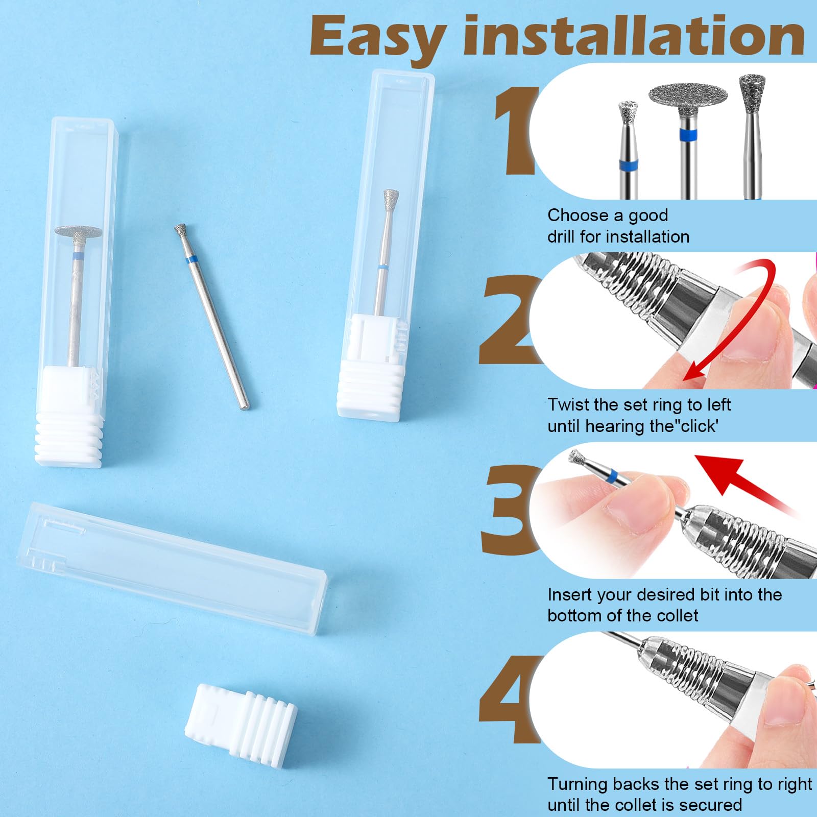 Set di 3 punte per fresa per unghie, punte coniche micro per cuticole, punte multifunzione per fresa, trapano per pulizia cuticole, accessori per fresa per unghie per manicure pedicure lucidatura