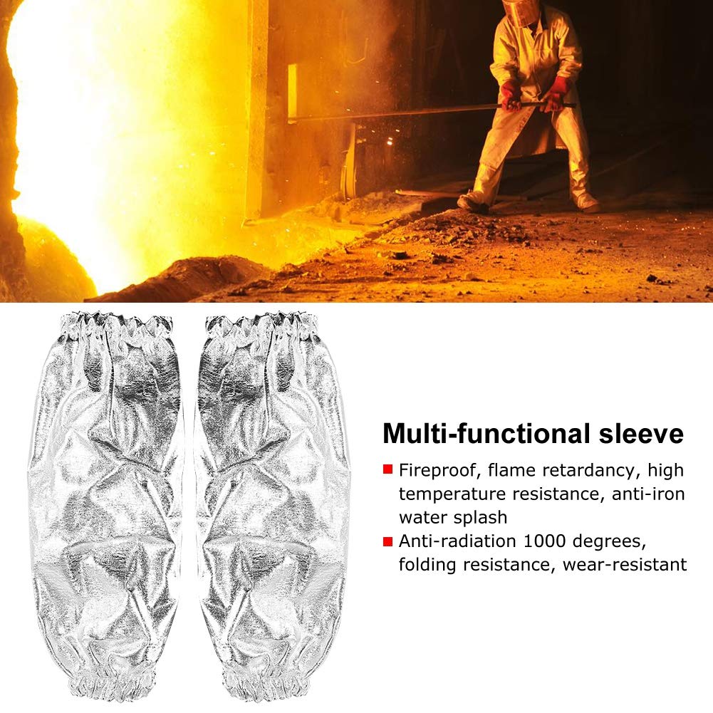 FILFEEL 1000 Degree Heat Resistant Aluminum Foil Flame Retardant Arm Guards for High Temperature Work, Default - Image 2