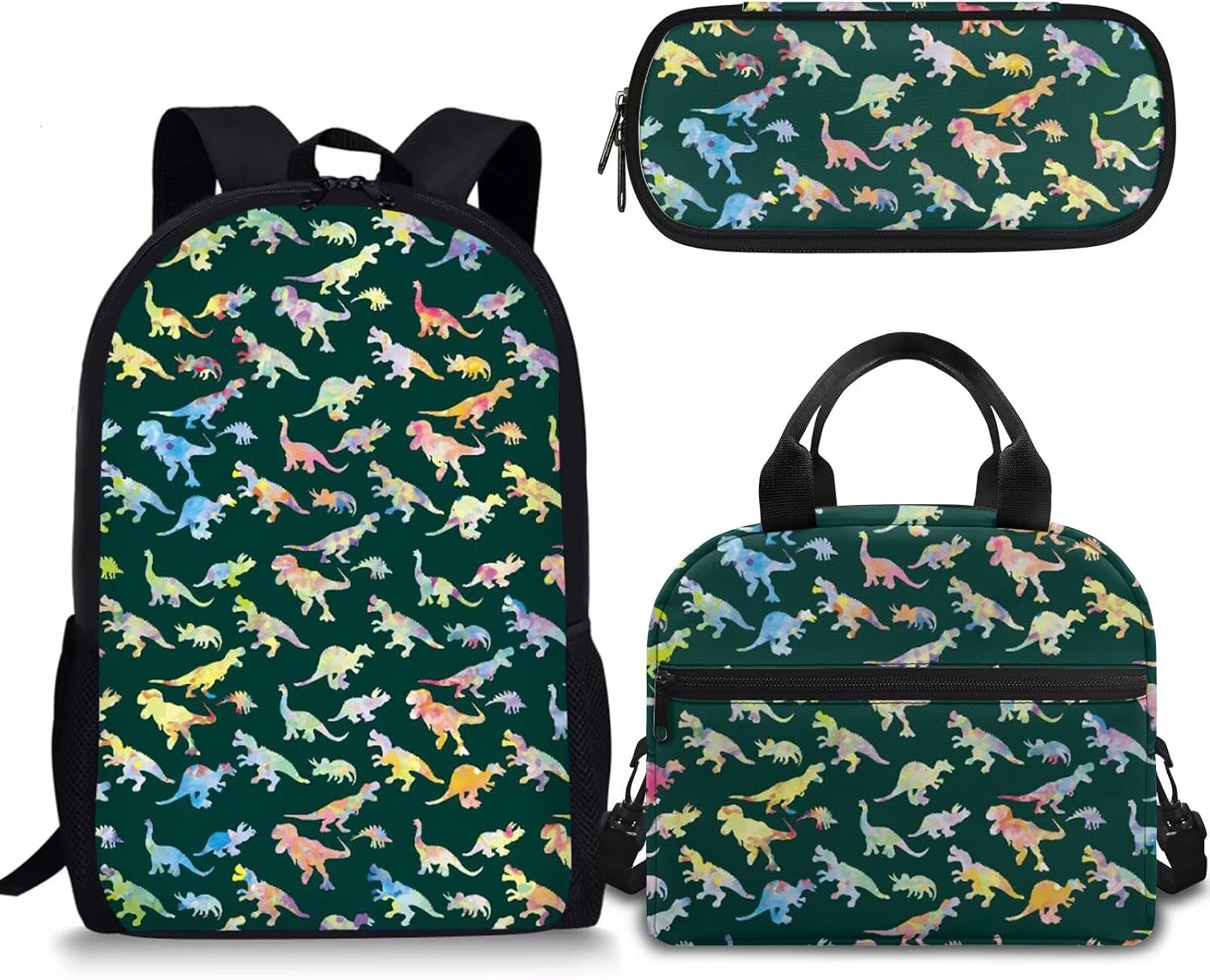 Rnyleeg Set of School Bag Backpack&Lunch Box Pencil Holder,Kids Girls Floral Birds Print Elementary Bookbag Toddlers Backpacks