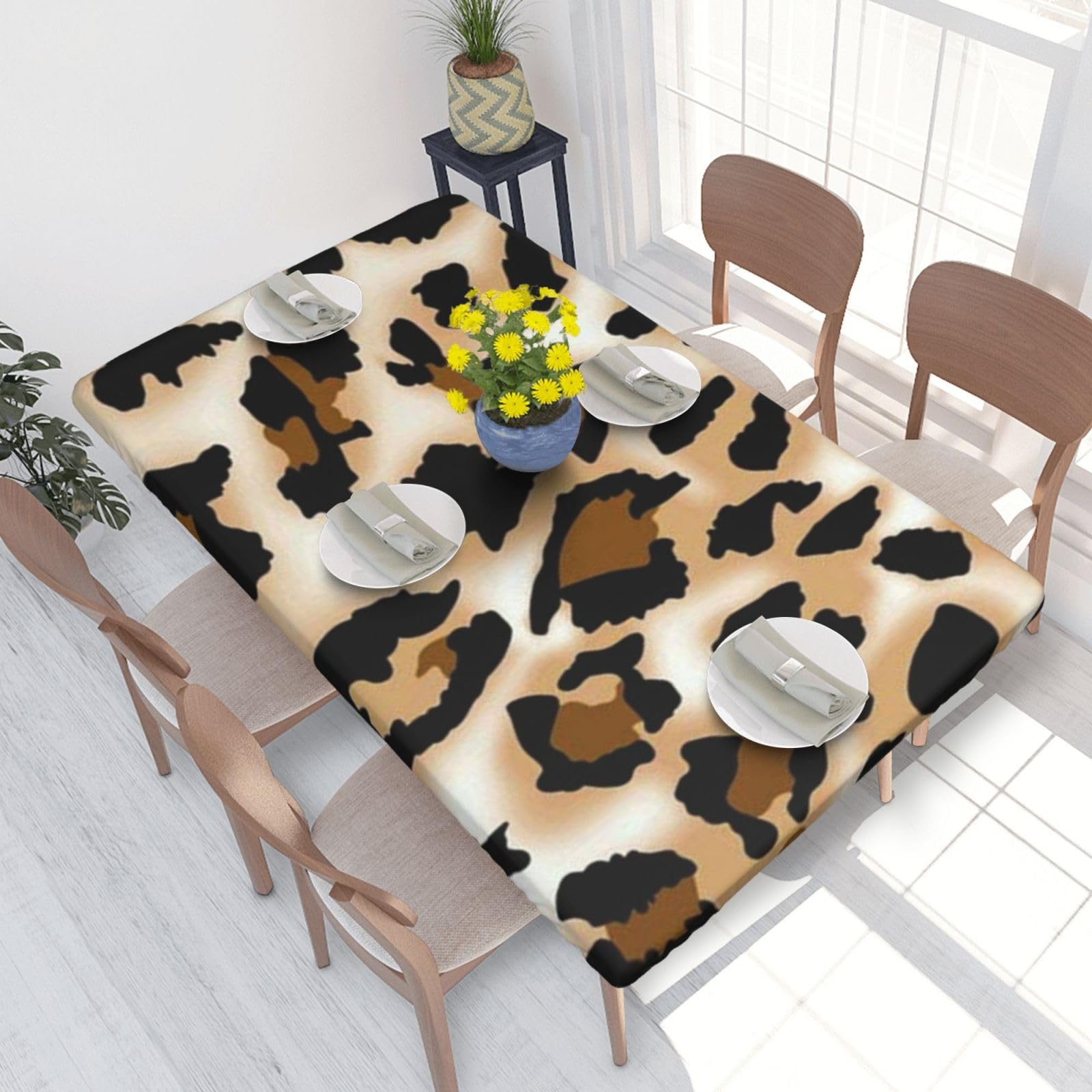 BNVSADC Leopard Printed 4FT Tablecloth 122x76 CM Polyester Kitchen Water Resistant Table Cloth Dining Table Decoration Table Covers