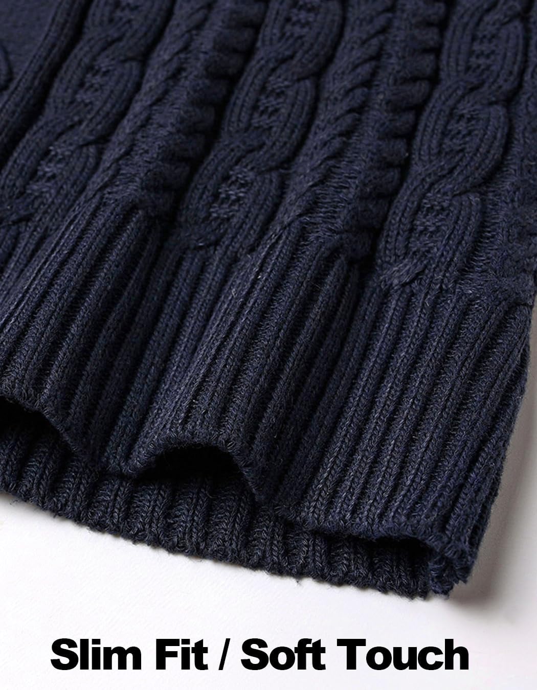 Men's Full Zip Cardigan Knit Textured Sweaters Stand Collar Sweater - Image 8