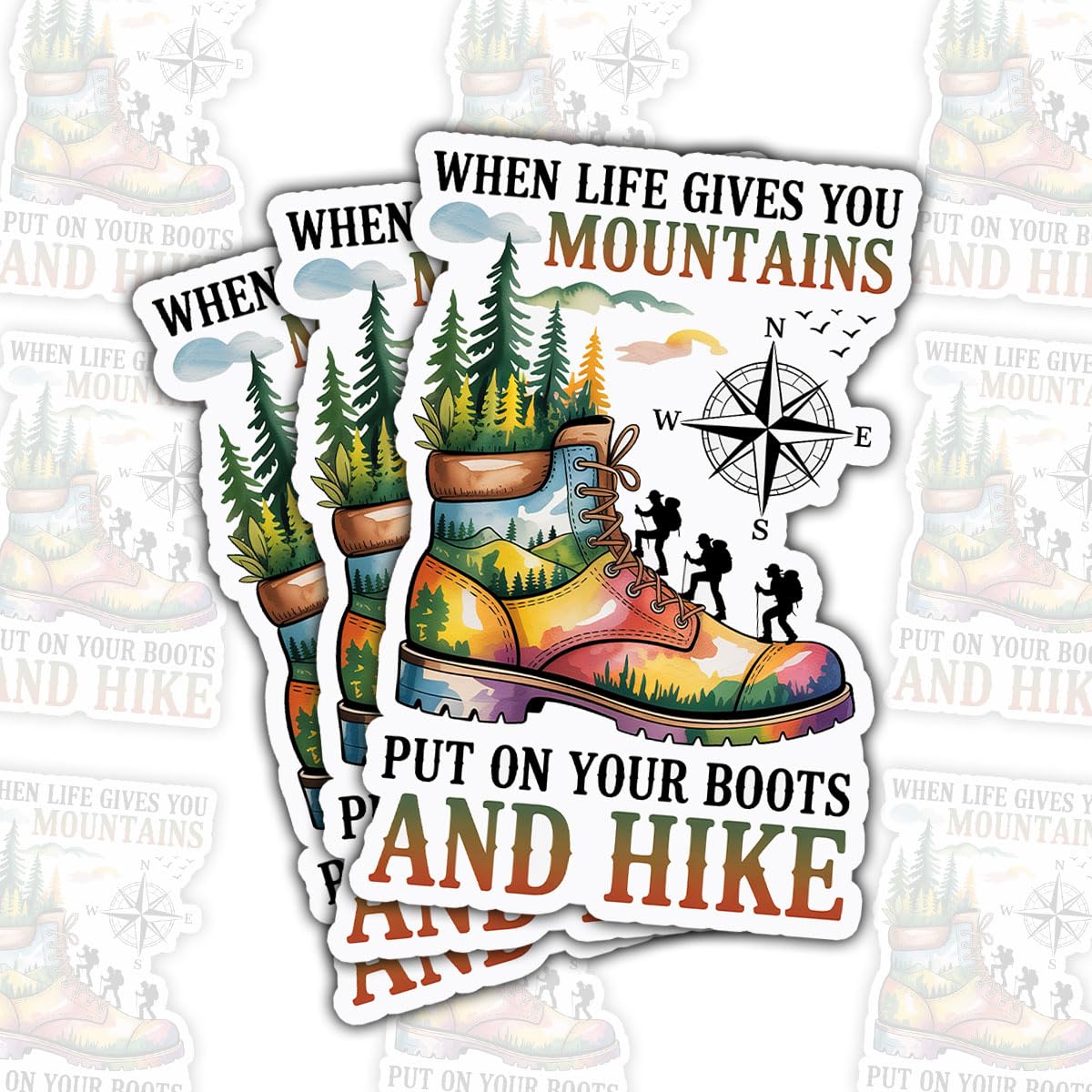 Autocollants de motivation montagne Lot de 3 stickers imperméables pour PC et gourde