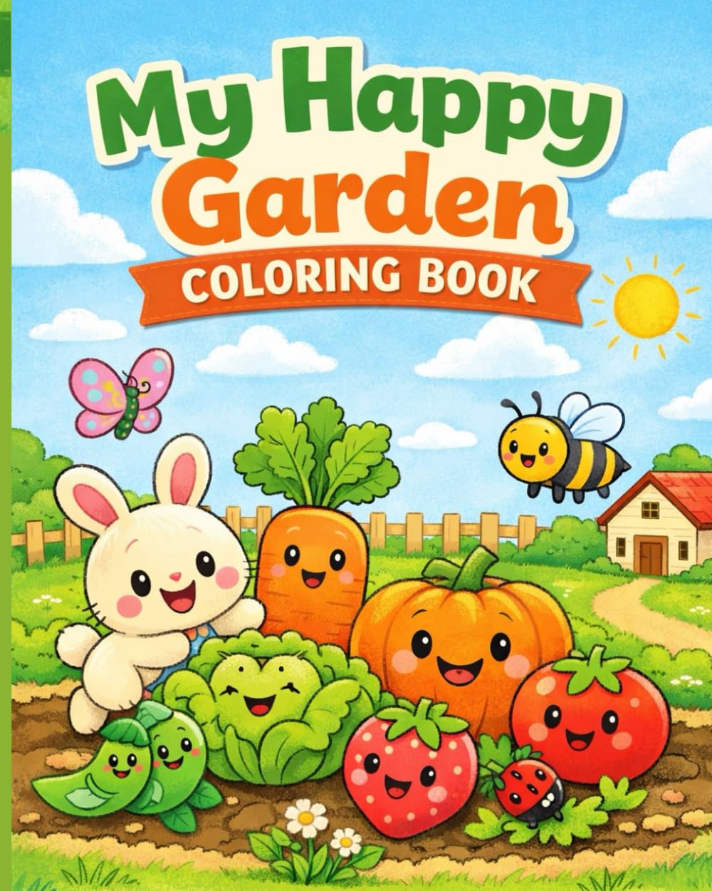 My Happy Garden: Coloring Book Featuring Fruits and Vegetables for Kids Ages 4–8