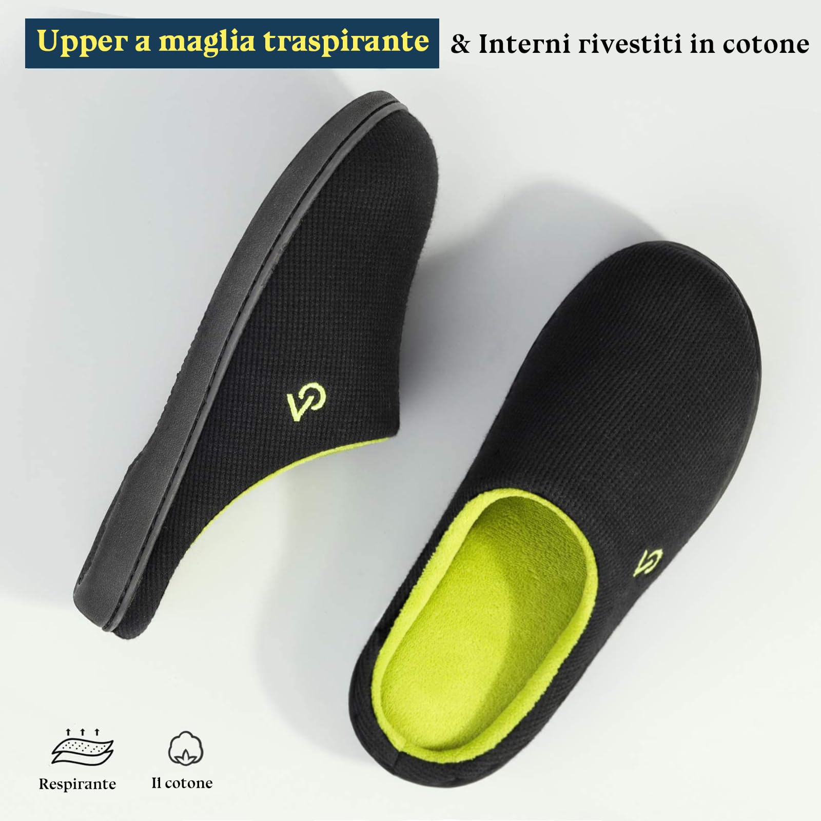 VeraCosy Bicolore Pantofole da Uomo in Memory Foam