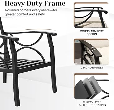 FansaFurn 3 Seats Outdoor Patio Furniture Set, Outdoor Metal Sectional Furniture with Cushions, Outdoor Conversation Set with Coffee Table for Deck, Balcony, Backyard, Garden, Black