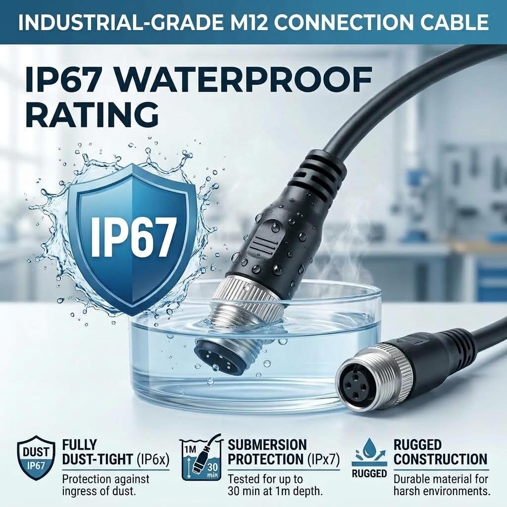 M12 5-poliges Steckerkabel, A-kodiertes industrielles Sensorkabel, wasserdichtes M12-Luftfahrt-Steckerkabel für Automatisierungssteuerung, Sensoren, Feldbusmodule und Industrieausrüstung, 10 m
