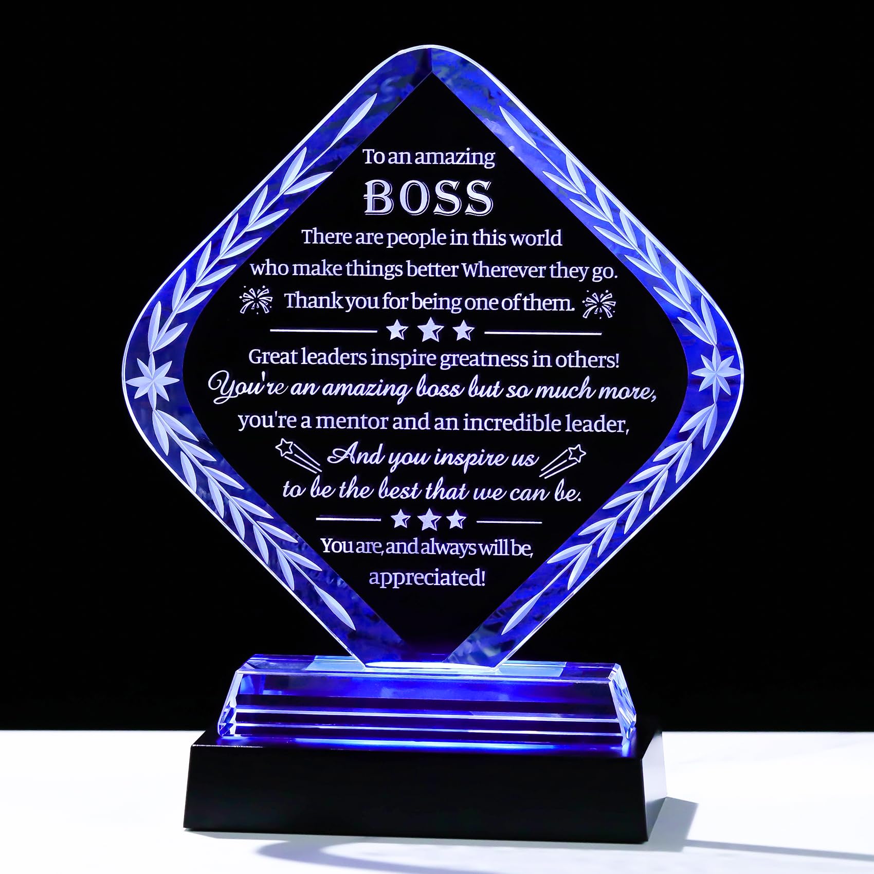 Movdyka Crystal Plaque with Colorful LED Base