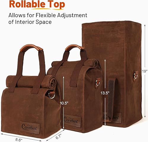 Miniatura 3 de Corebes Lonchera aislada para hombres y mujeres, lonchera de lona encerada de 11 litros con correa ajustable para el hombro y asas dobles de gancho