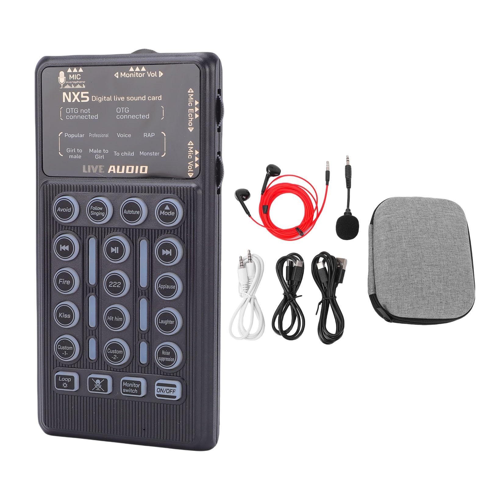 Stimmenverzerrer, Bluetooth-Stimmenverzerrer mit 8 Soundeffekten, 6 Hallmodi, RGB-Licht, inklusive Mikrofon-Kopfhörer, für Streaming, Gaming