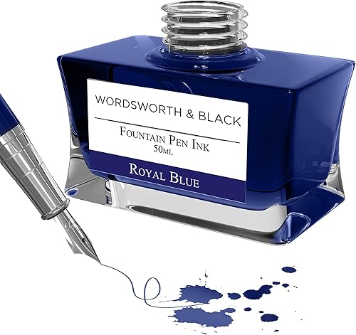 Miniatura 3 de Wordsworth and Black - Botella de tinta para pluma estilográfica (1.7 onzas líquidas), edición de lujo premium, azul rey, tinta embotellada botella