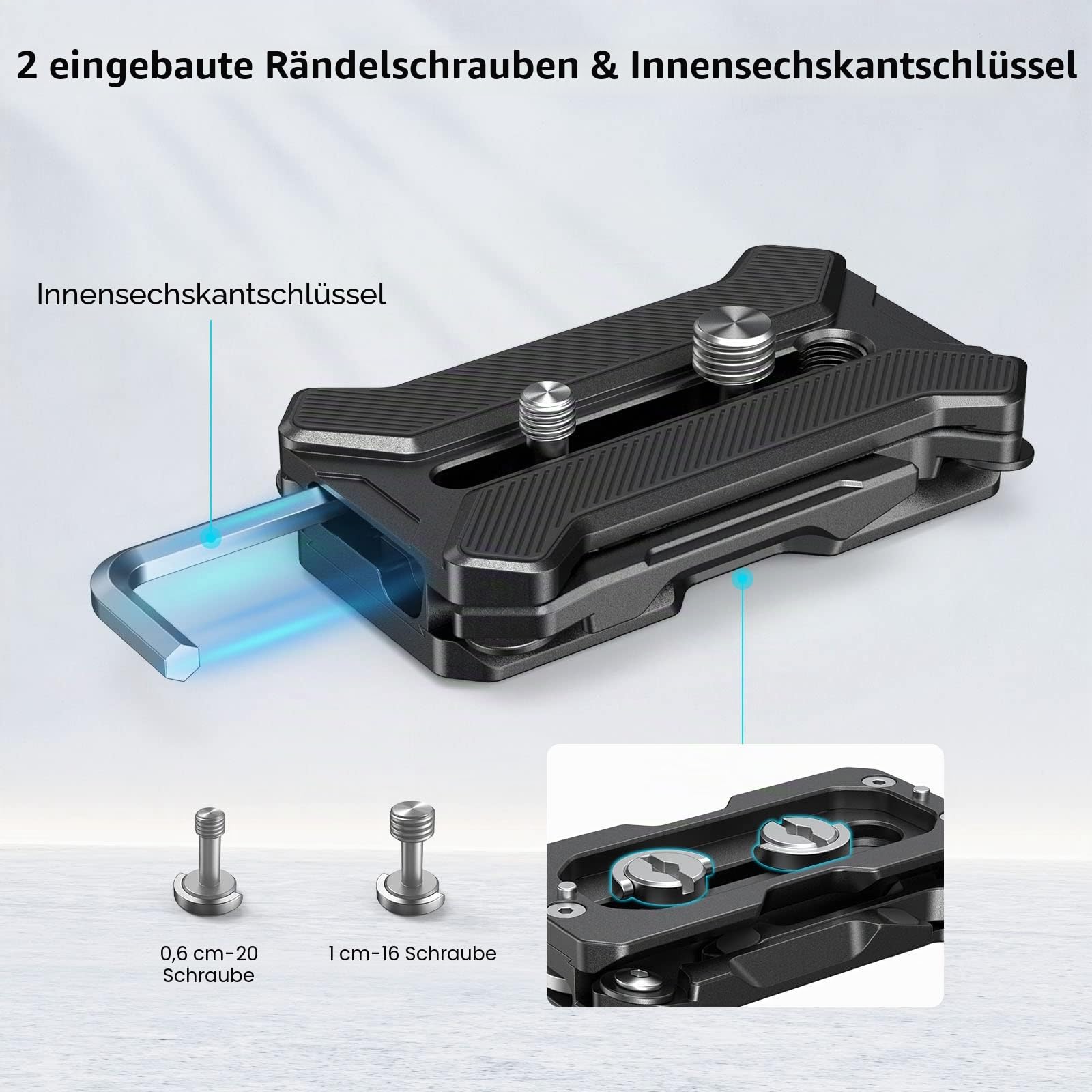 SMALLRIG Quick Release Plate Schnellwechselplatte für Arca-Typ, max. Belastbar mit 44,1lb/20kg, Faltbare Vierfüßige Halterung für Kameraobjektive Innerhalb von 5,9 Zoll/15cm - 3913