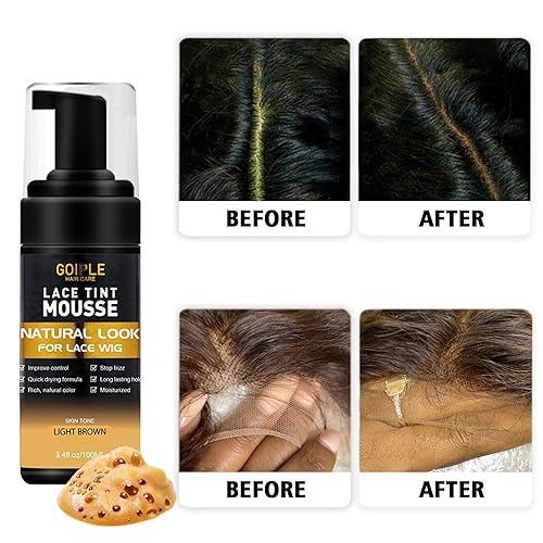 Miniatura 4 de Mousse de tinte de encaje para pelucas, tupés y postizos de mujer, color de encaje de acabado natural, 3.4 onzas líquidas, con barra de cera para el