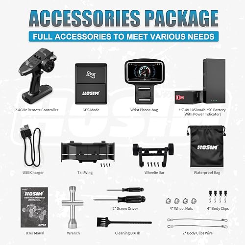 Miniatura 7 de Hosim Coche Bluetooth GPS RC camión de control remoto 116 4WD con aplicación hiperrueda para adultos radiocoches todoterreno camiones de grado de