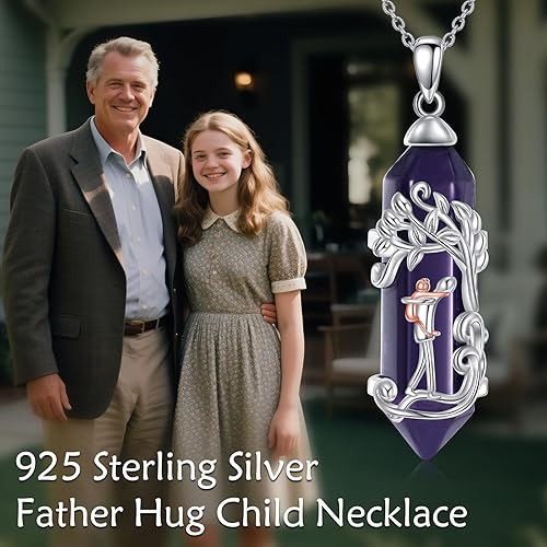 Miniatura 4 de LONAGO Collar de árbol de la vida para mujer, plata de ley 925, cristal curativo de amatista creada con colgante familiar para regalos