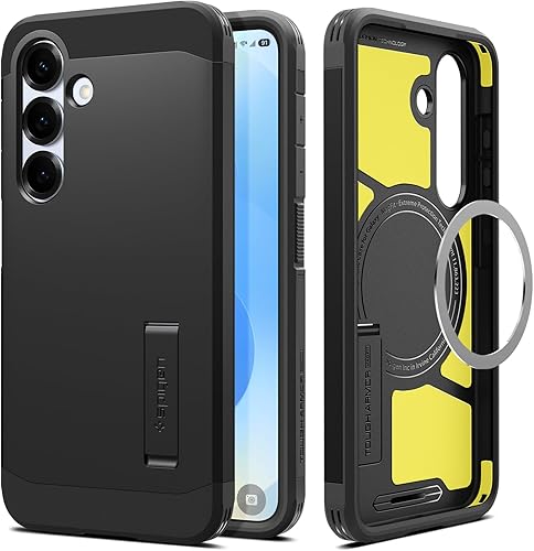 Spigen Tough Armor (Ai) MagFit Designed for Galaxy S25 Plus Case [Kickstand] [Fast Wireless Charging] (2025) - Black
