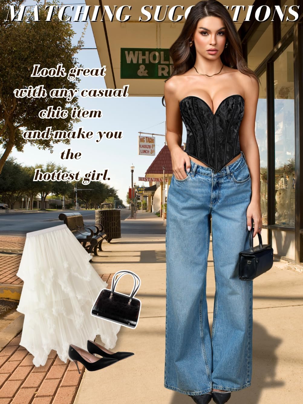 Boned Lace Up Corset Top For Women, Heart Overbust Strapless Vintage, Sexy Bustier Crop, Party Club Outfits - Image 5