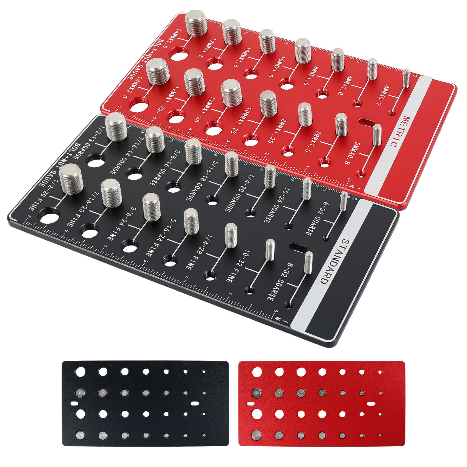 Jauge De Filetage Boulons/écrous - 28 Tailles Métrique Et Impériale - Alliage Aluminium - Pour Identification Rapide