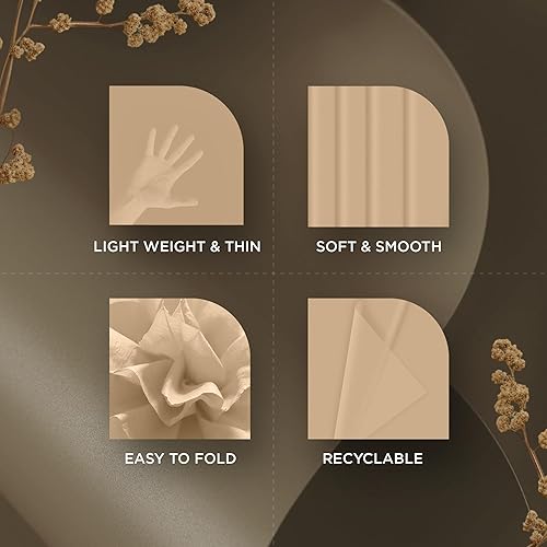Miniatura 3 de Sanzix - 150 hojas de papel de seda kraft a granel de 14x20 pulgadas - Papel de regalo marrón para bolsas de regalo, boda, cumpleaños y