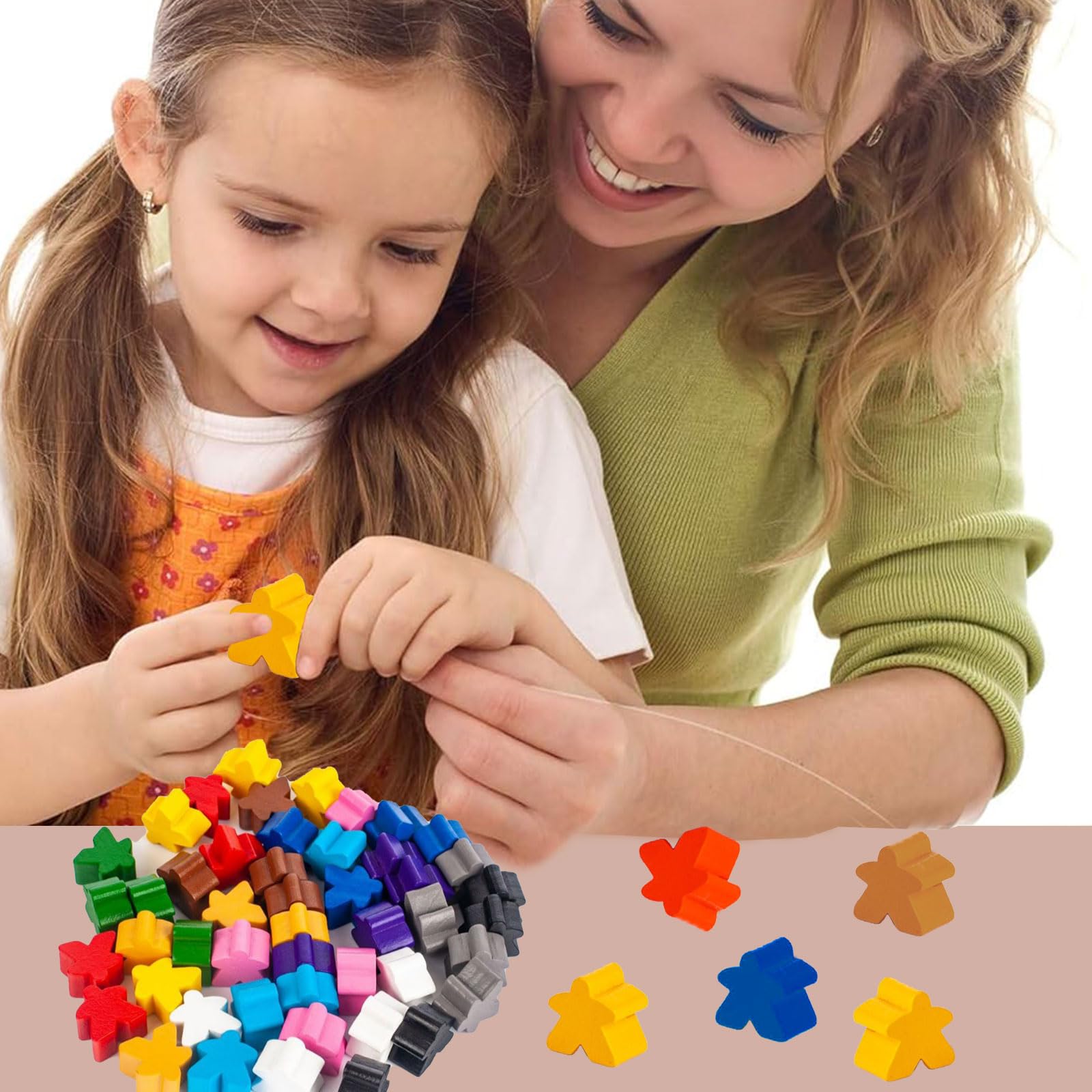 12 Personaggi In Legno Con Cappello Per Giochi Da Tavolo | Altezza 4 Cm, 12 Colori, Made In Germany, Certificati CE - 5
